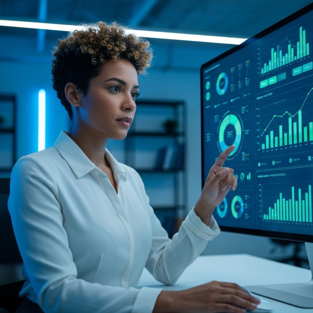 Profesional analizando un dashboard de inteligencia artificial